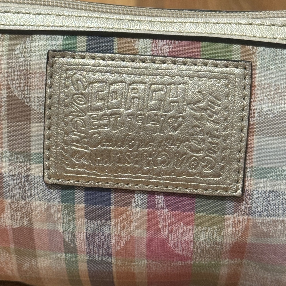 Coach Poppy Daisy Madras Tartan Pastel Plaid Wristlet (w/Strap & Hang Tag)(EUC) - Picture 3 of 12